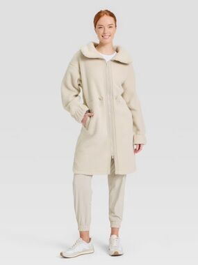 Women's Long High Pile Jacket - All In Motion S Small Beige